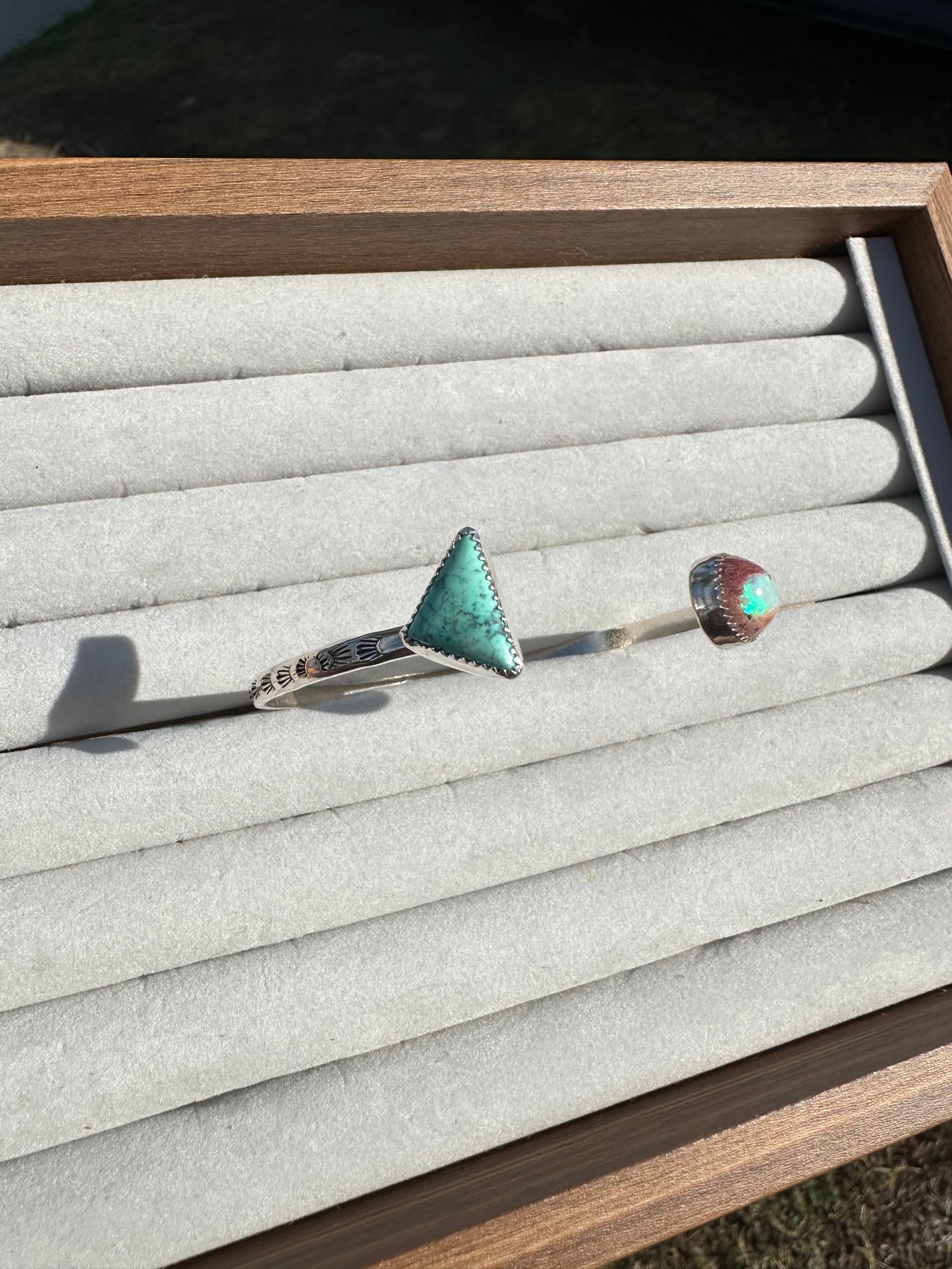 Turquoise and opal cuff