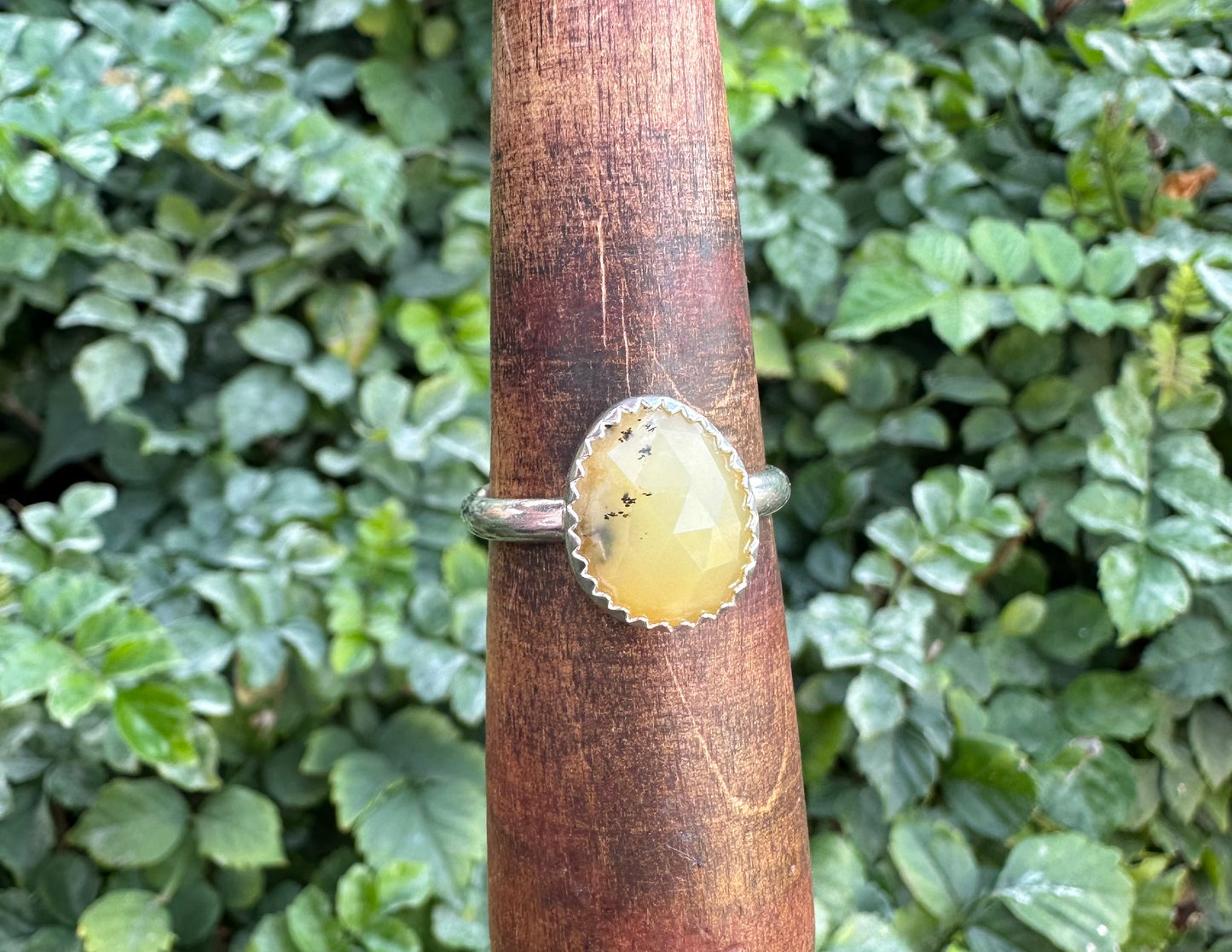 Lemon dendrite opal ring