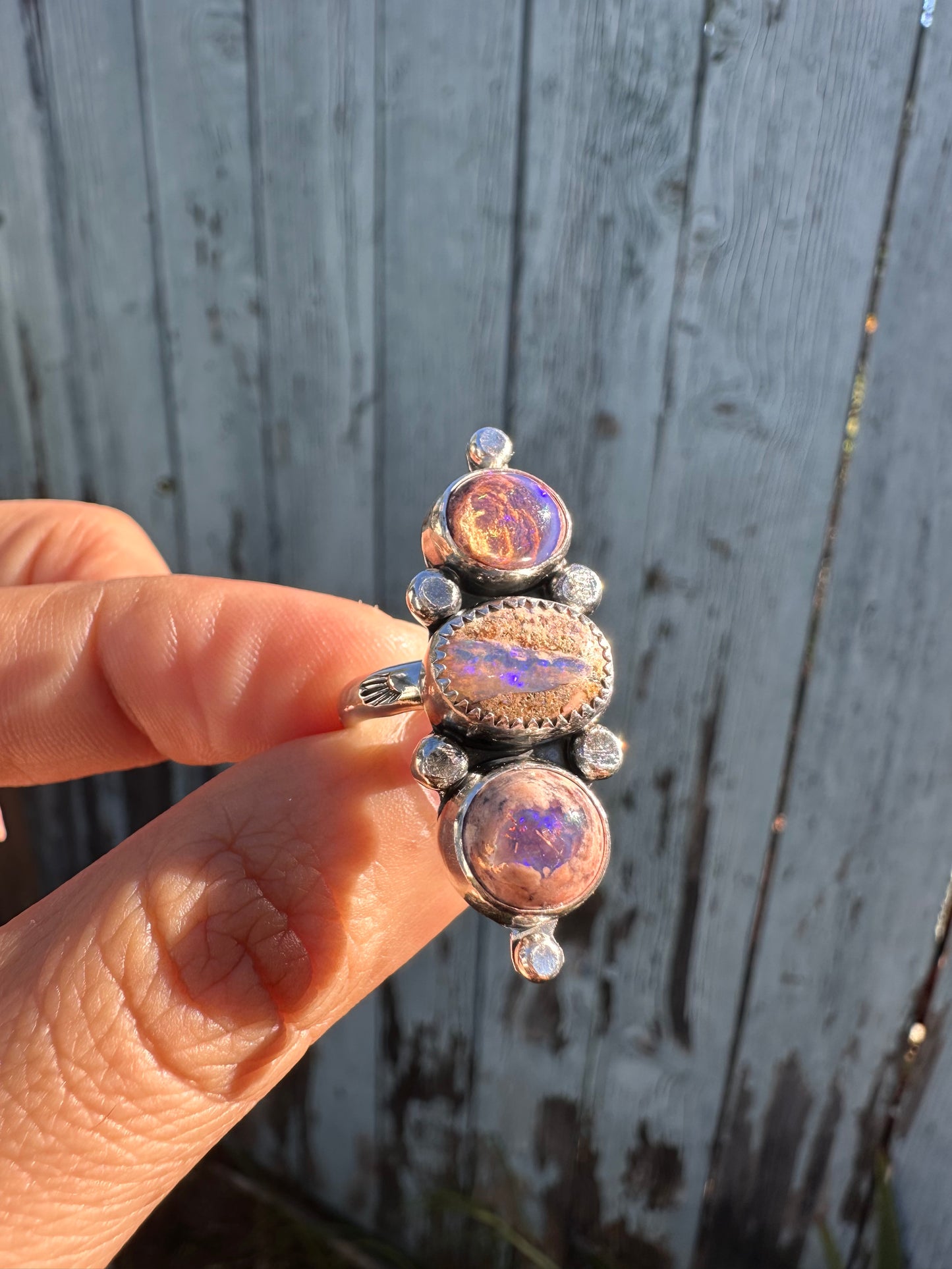 Purple skies opal ring