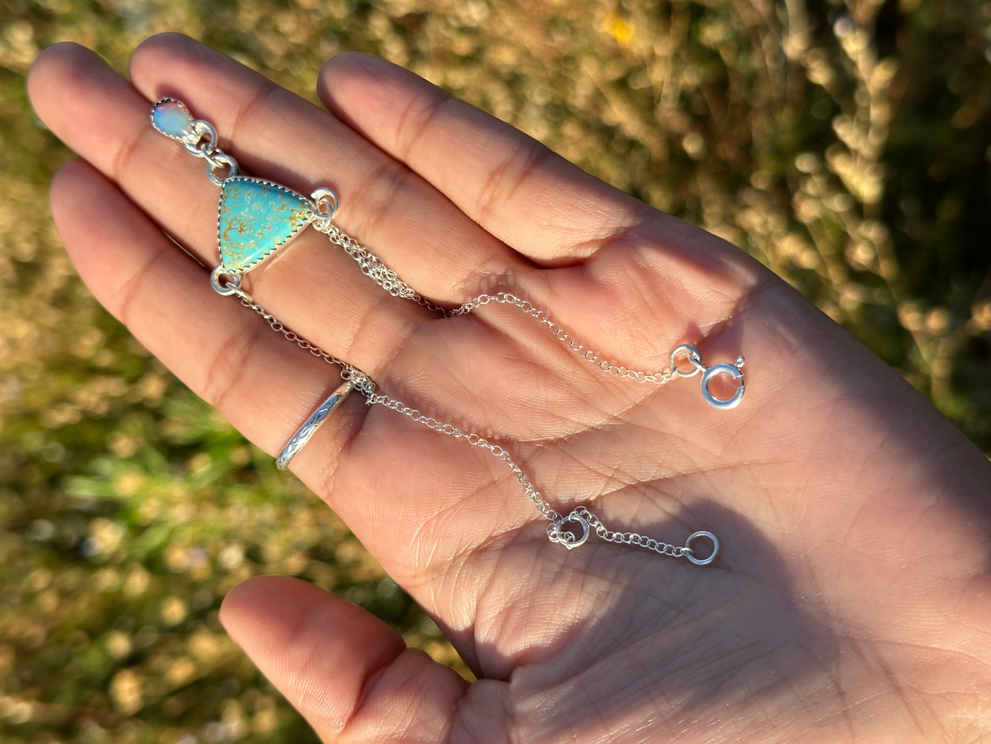 Number 8 turquoise and fire opal choker