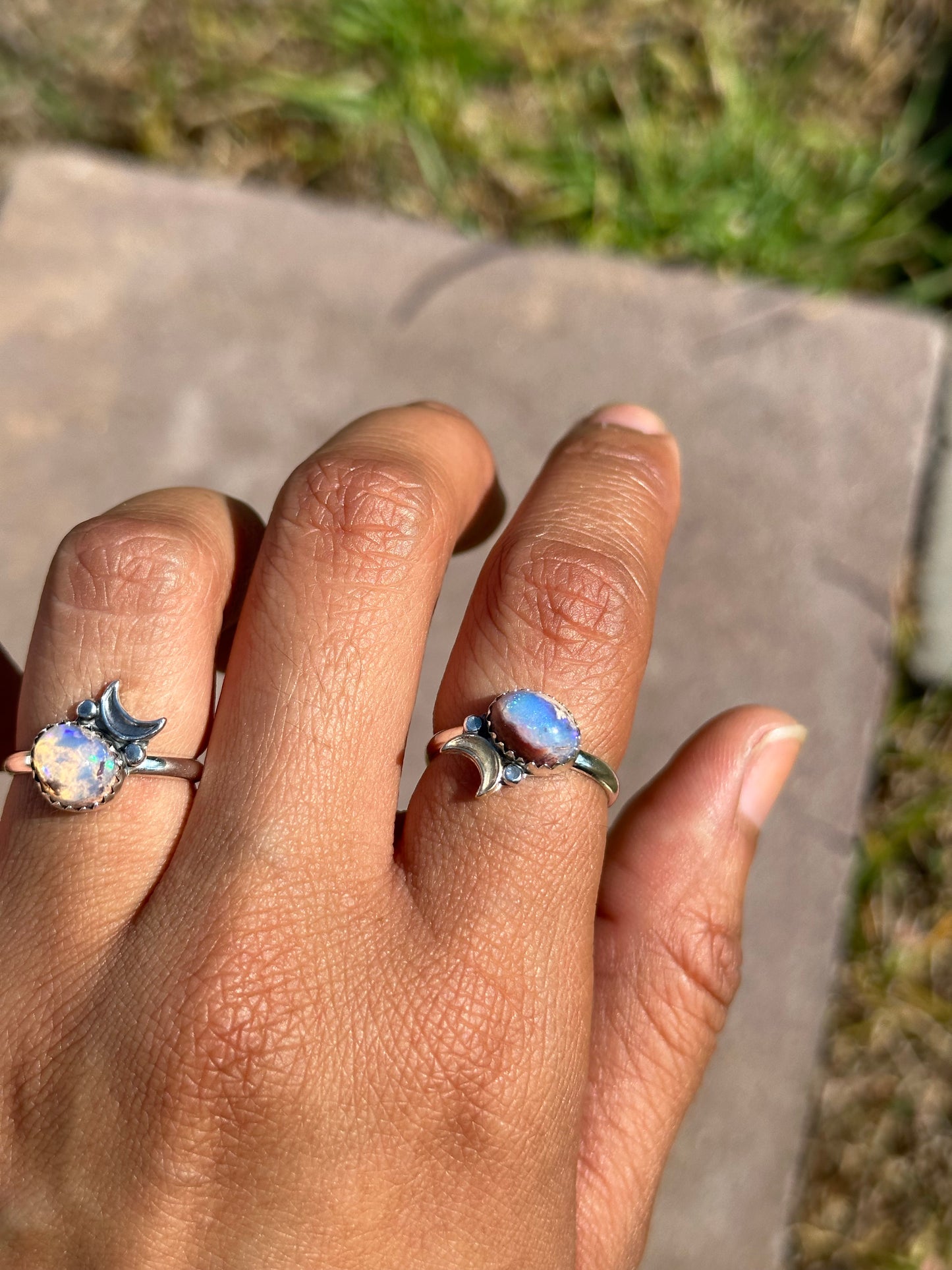 Gold moonchild opal ring