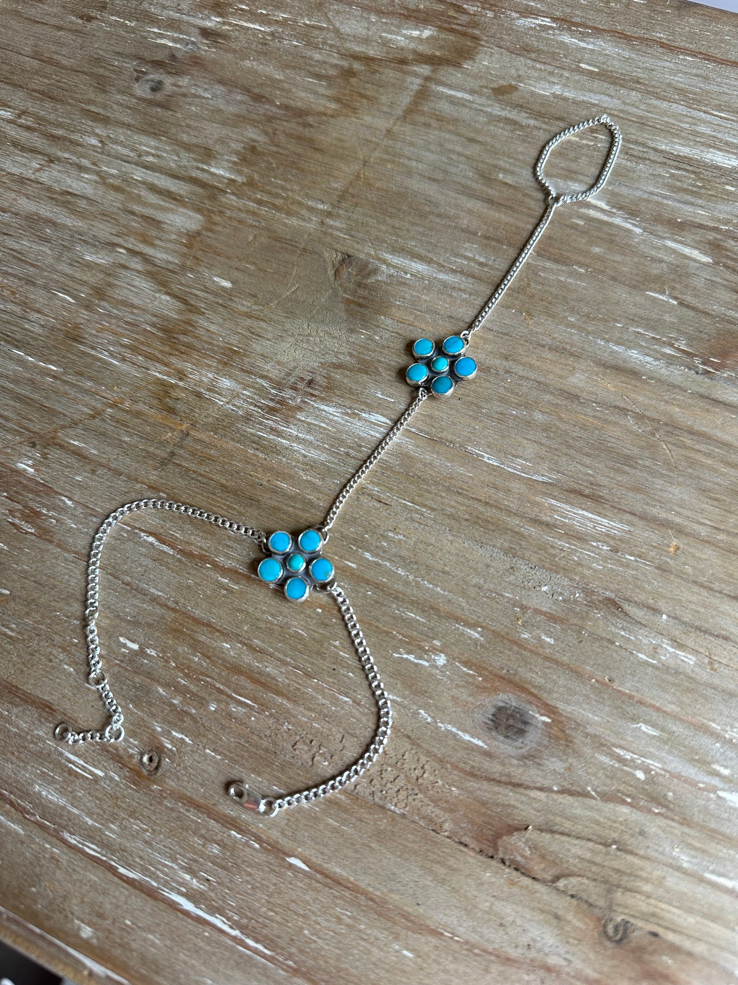 Turquoise Daisy hand chain