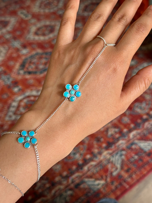 Turquoise Daisy hand chain