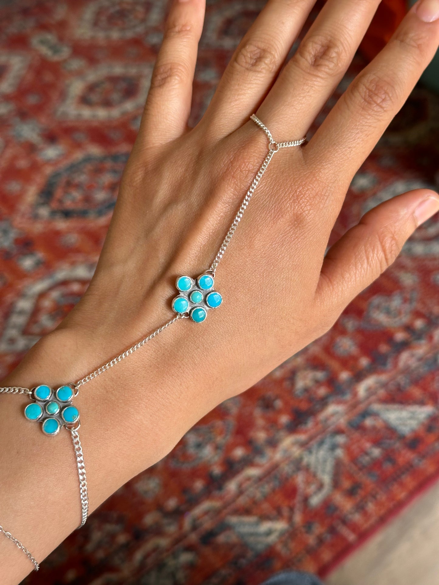Turquoise Daisy hand chain