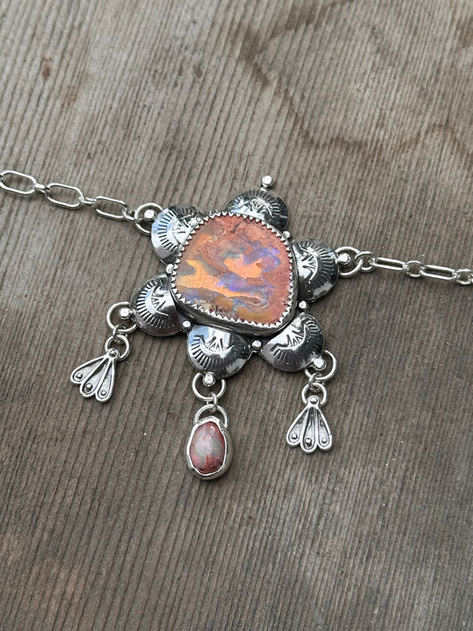 Stamped Opal Charmer Necklace