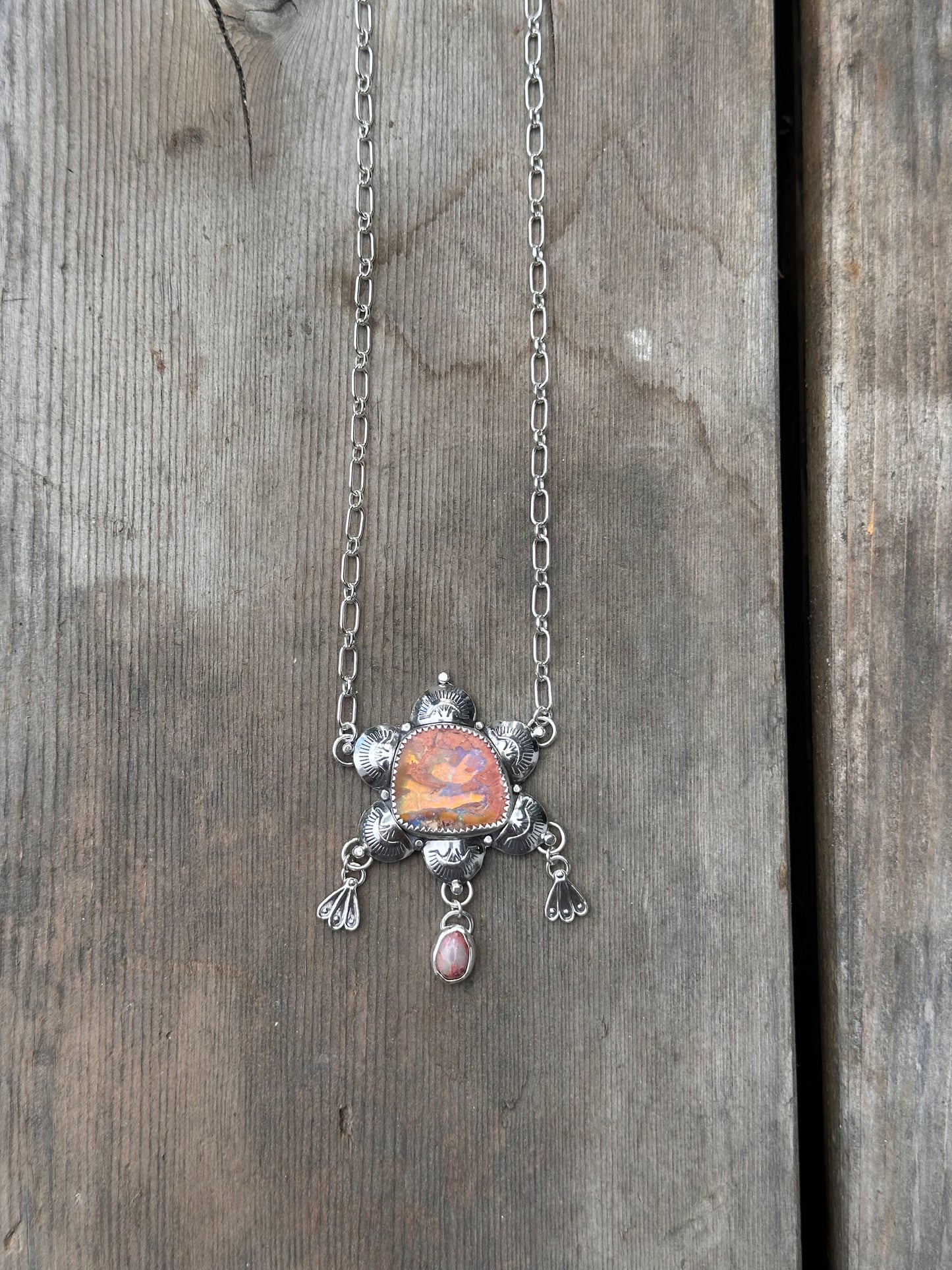 Stamped Opal Charmer Necklace