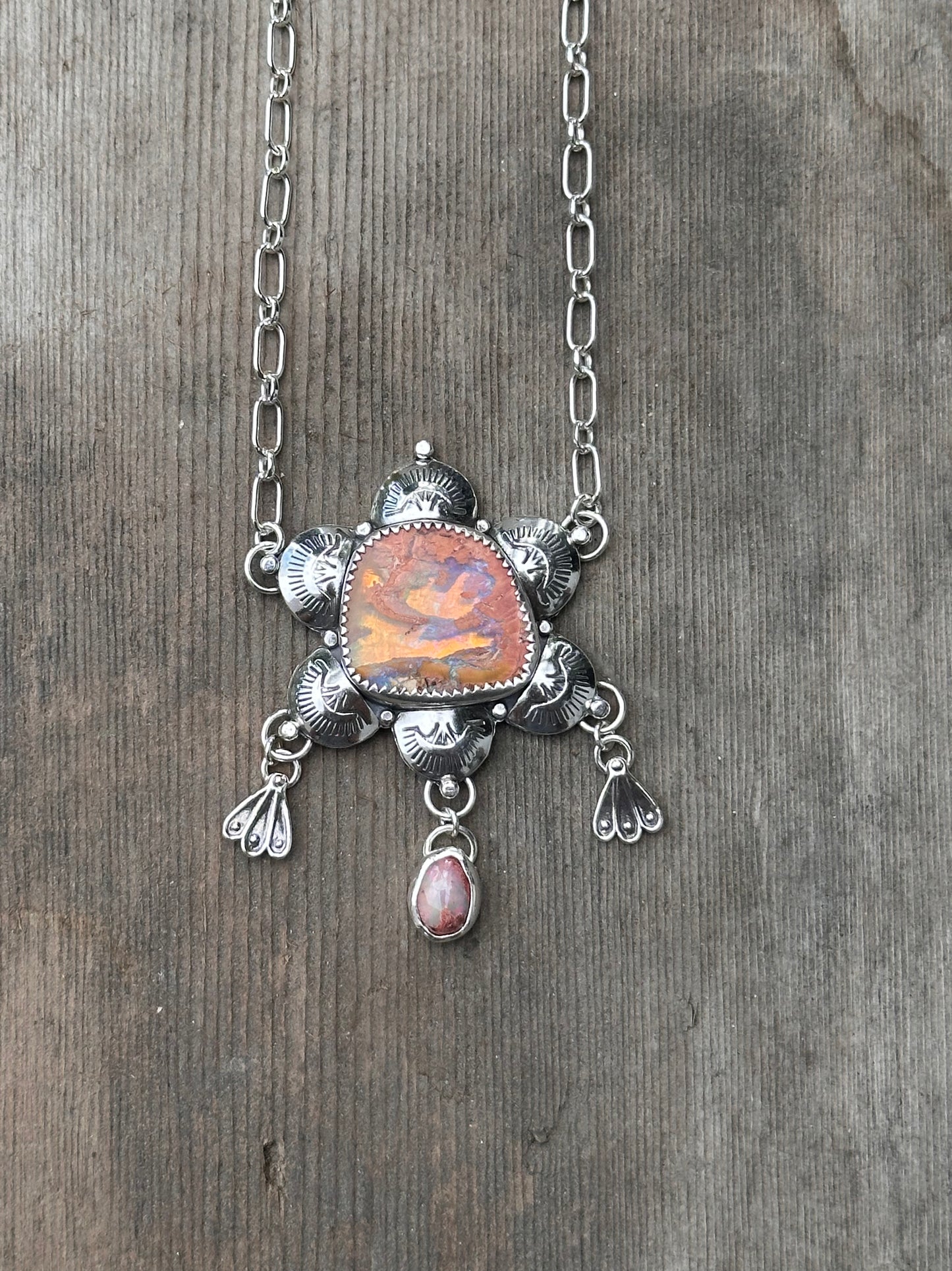 Stamped Opal Charmer Necklace