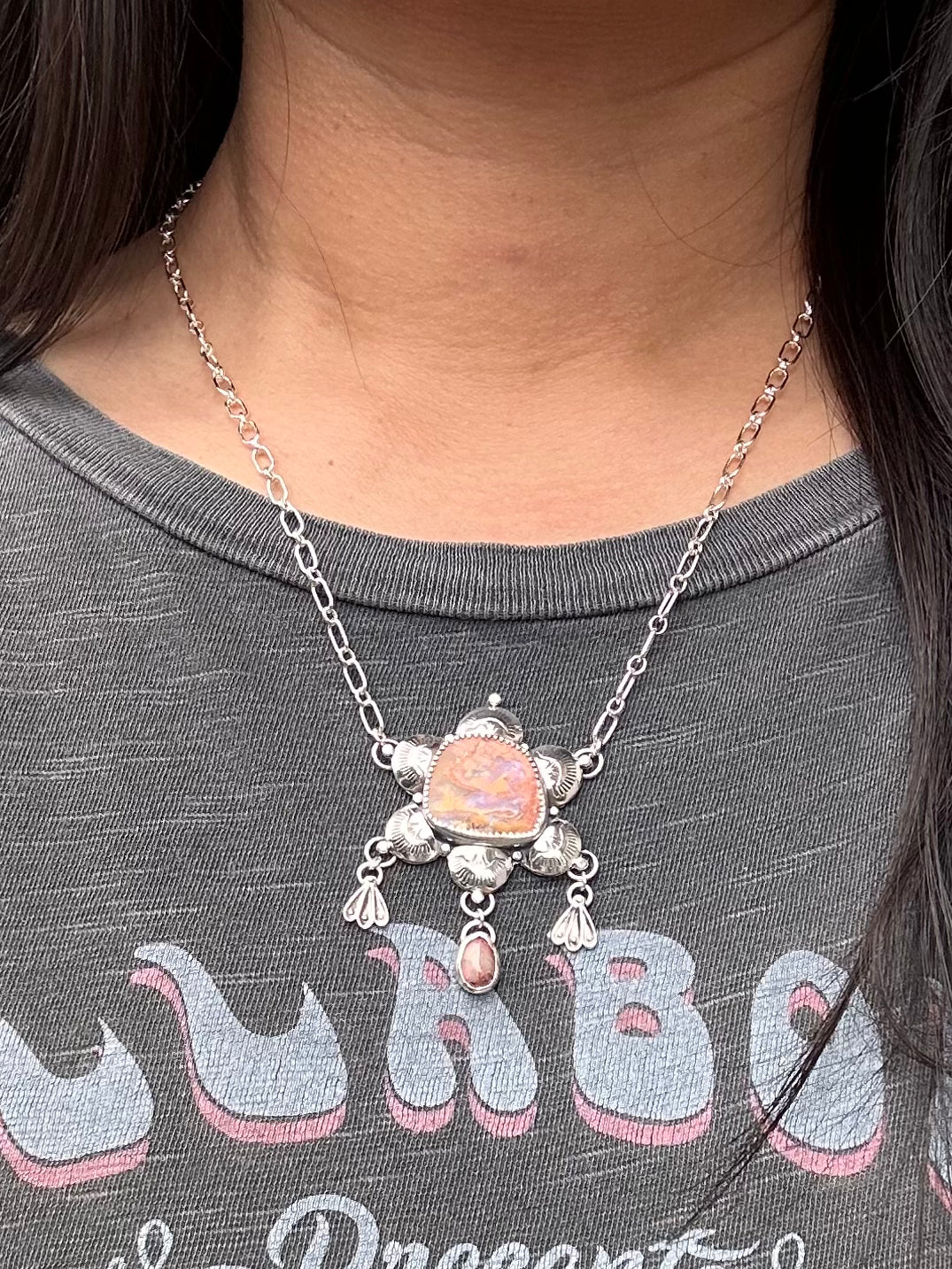 Stamped Opal Charmer Necklace