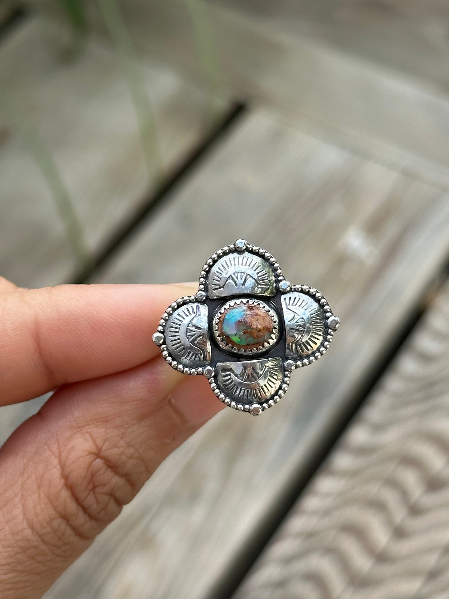 Green opal charmer ring