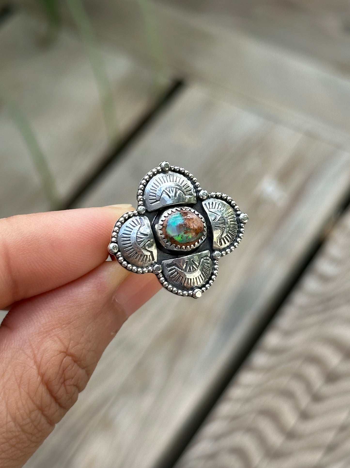 Green opal charmer ring